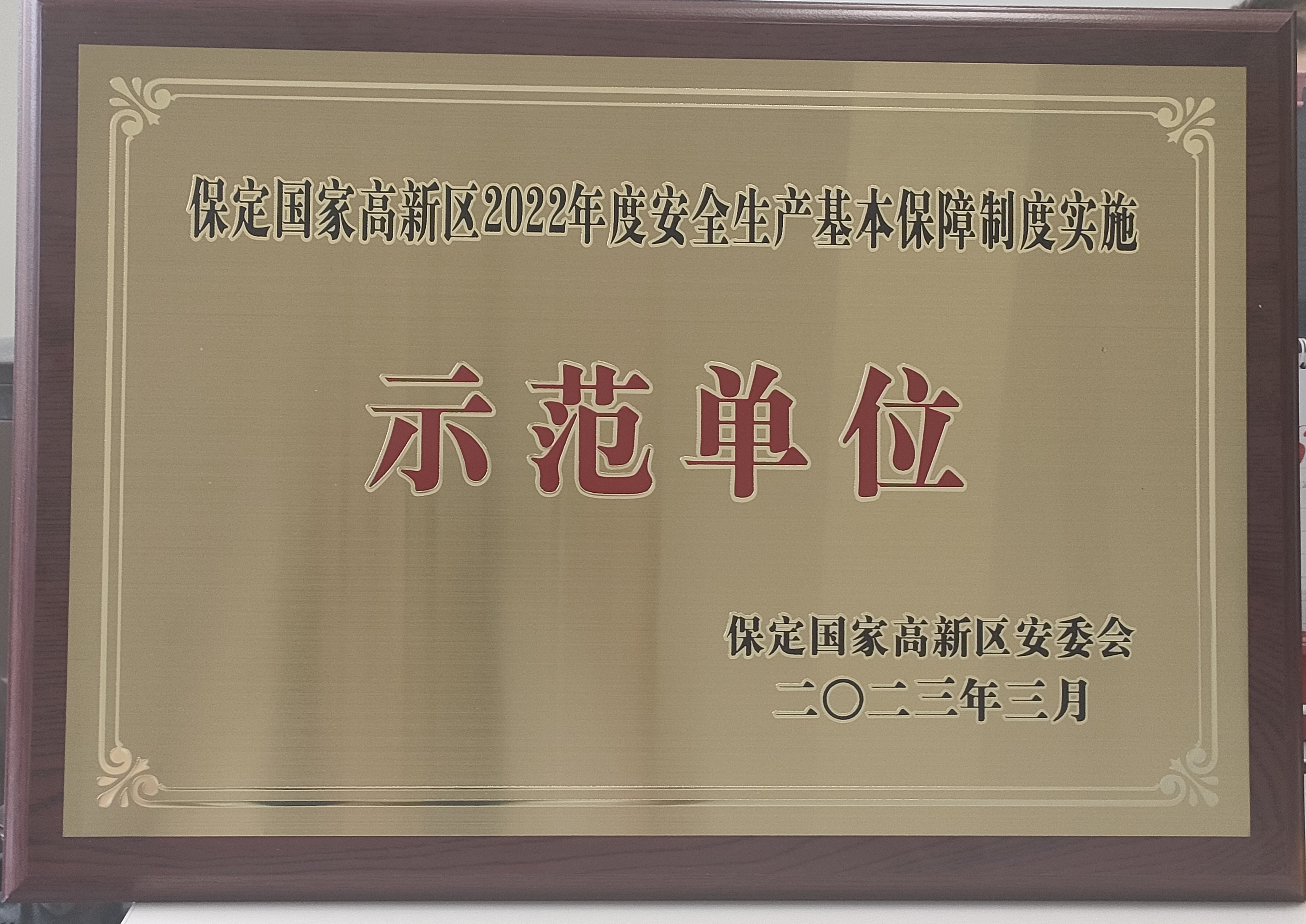 保定国家高新区2022年度安全生产基本保障制度实施示范单位